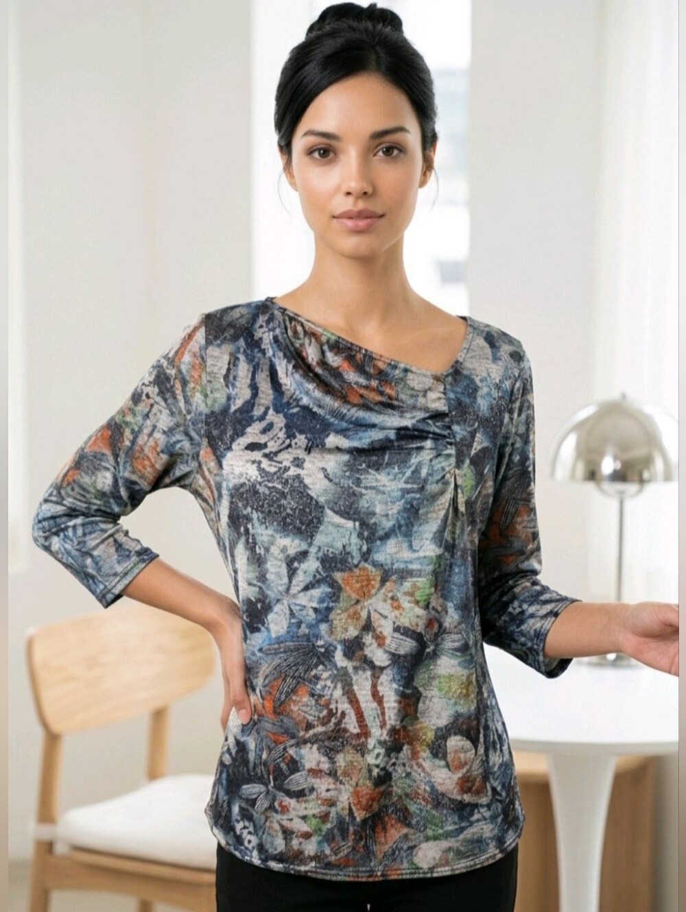 🍃️🪩 Peck And Peck Naturecore Metallic Leaves Whimsical Blouse Size PL